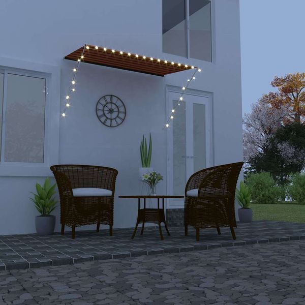 vidaXL Zaťahovacia markíza s LED 250x150 cm oranžová a hnedá