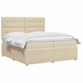 vidaXL Posteľ boxspring s matracom Krémová 140 x 200 cm Látka