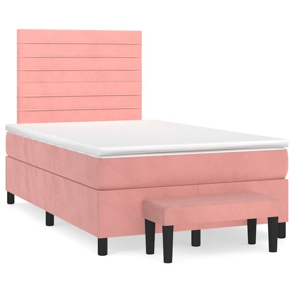 vidaXL Boxspring posteľ s matracom, ružová 120x190 cm, zamat