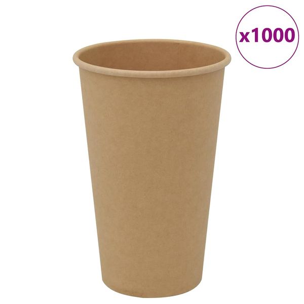 vidaXL Papierové šálky na kávu 1000 ks 16oz 400ml hnedá