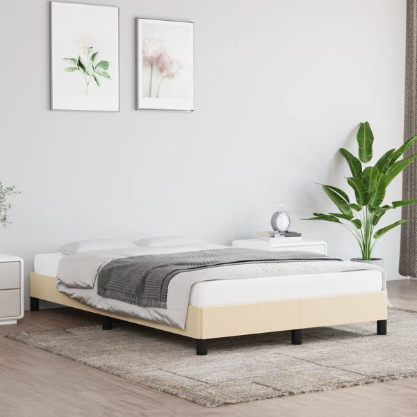 vidaXL Posteľ bez matraca krémová 120x200 cm látka