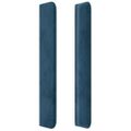vidaXL Čelo postele s LED tmavomodré 163x16x118/128 cm zamat