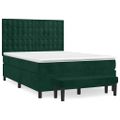 vidaXL Posteľný rám boxsping s matracom tmavozelený 140x190 cm zamat