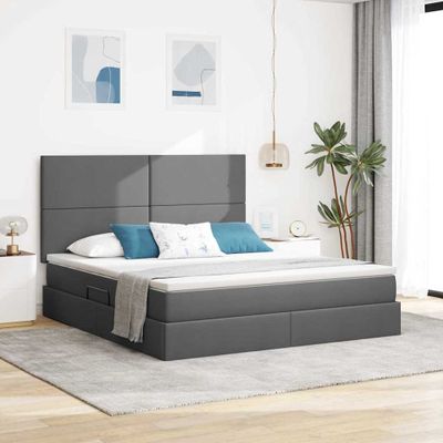 vidaXL Postel s úložným prostorem a matrací Tmavo šedá 160 x 200 cm
