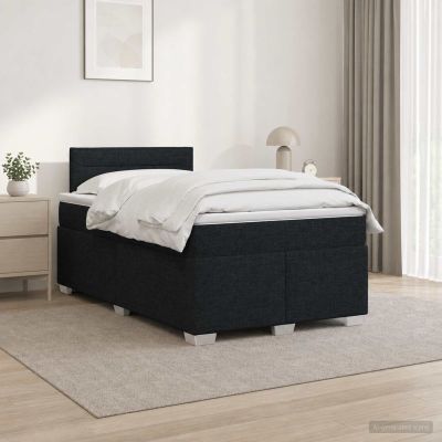 vidaXL Posteľ s boxspringom a matracom a LED Čierna 120 x 190 cm Látka