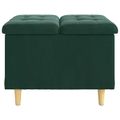 vidaXL Ottoman s Úložným Priestorom Tmavozelená 60 x 60 x 45 cm Zamat