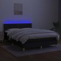 vidaXL Posteľ boxsping s matracom a LED čierna 140x200 cm látka