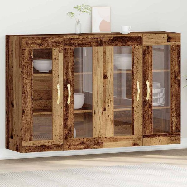 vidaXL Nástenné skrinky 2 pcs Staré drevo 69,5 x 34 x 90 cm