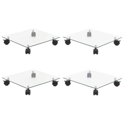 vidaXL Podstavce pod kvetináč 4 ks 35x35 cm tvrdené sklo štvorcové