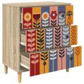 vidaXL Příborník ESSEN Potlač slnečníc 66 x 36,5 x 75 cm Sonoma