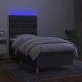 vidaXL Posteľ boxsping s matracom a LED tmavosivá 80x200 cm látka