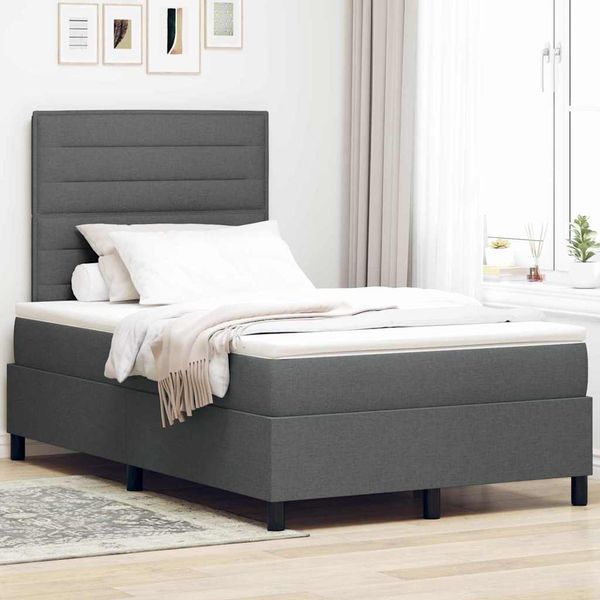 vidaXL Posteľ s pružinovým rámom Tmavo šedá 120 x 200 cm látka