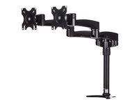 Articulating - Supports Monitors 12" to 24" - Adjustable VESA Monitor Arm - Grommet or Desk Mount - Black (ARMDUAL) - Montážna sada - nastaviteľné rameno - pre 2 LCD displeje - plast, oceľ - čierna - veľkosť obrazovky: 12"-24" - upevniteľné na stôl - pre P/N: ACCSMNT, ARMSTSLG, DK30A2DH, DK30C2DAGPD, DK30C2HAGPD, TB3DK2DPM2, TB3DK2DPPD