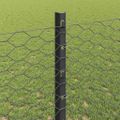 vidaXL Hexagonálny plot s stĺpom 10 x 1,2 m PVC potiahnutá oceľ Sivá