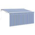 vidaXL Sklopná markíza Modrá a biela 300 x 200 cm Polyester a hliník