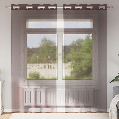 vidaXL Voálové závesy s priechodkami 2 ks Hnedá 140x225 cm