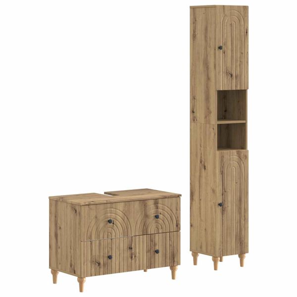 vidaXL Súprava kúpeľňových skríň v 2 kusoch ALKMAAR Dub artisan