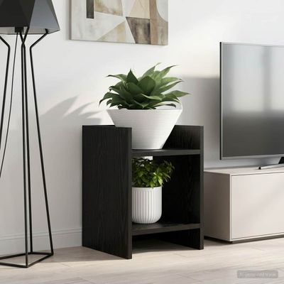 vidaXL Stojan na rastliny s poličkou 2 pcs Čierny Dub 30 x 30 x 40 cm