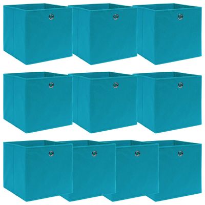 vidaXL Úložné boxy 10 ks, svetlomodré 32x32x32 cm, látka