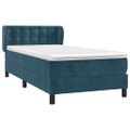 vidaXL Posteľný rám boxsping s matracom tmavomodrý 90x190 cm zamat