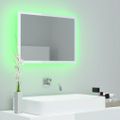 vidaXL LED kúpeľňové zrkadlo lesklé biele 60x8,5x37 cm akryl
