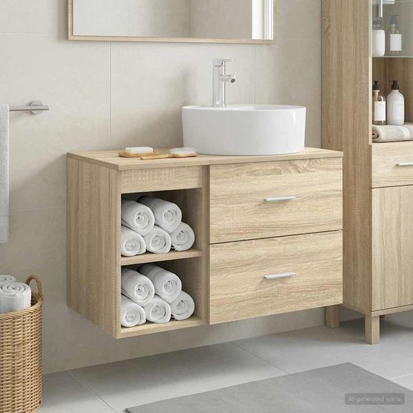 vidaXL Sada kúpeľňového nábytku 2 pcs Dub sonoma Kompozitné drevo