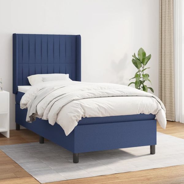 vidaXL Posteľný rám boxsping s matracom modrý 80x200 cm látka