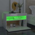 vidaXL TV skrinka s LED svetlami lesklá biela 60x35x40 cm