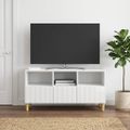 vidaXL TV skrinka 102 x 34,5 x 50 cm Biela s vysokým leskom