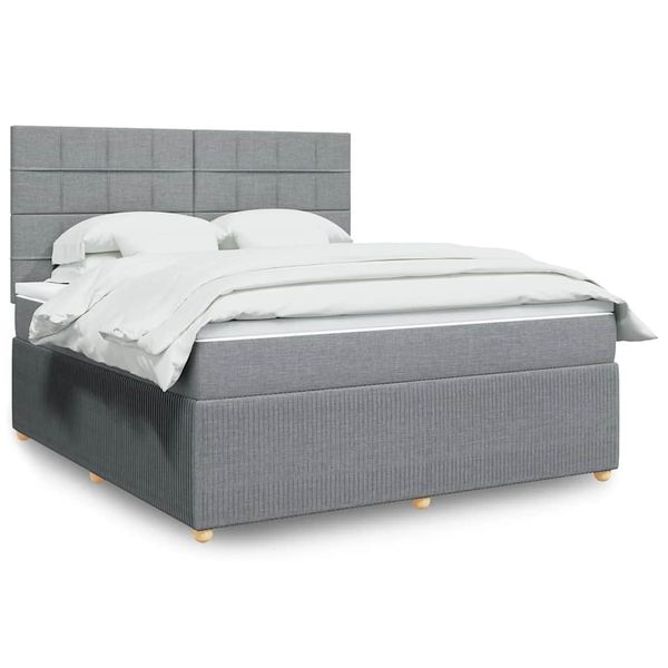 vidaXL Boxspring posteľ s matracom bledosivá 180x200 cm látka