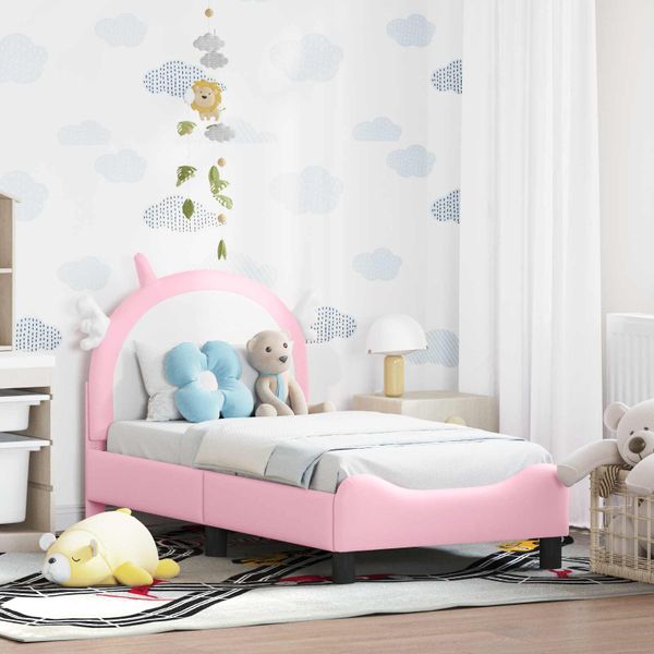 vidaXL Rám detskej postele s čelom Ružová 70 x 140 cm PU