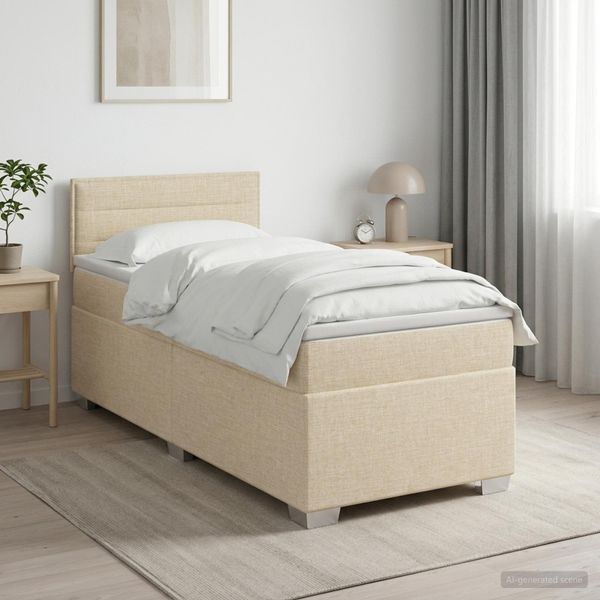 vidaXL Posteľ boxspring s matracom Krémová 100 x 200 cm Látka