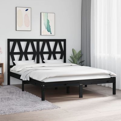vidaXL Posteľný rám čierny borovicový masív 160x200 cm