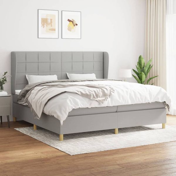 vidaXL Posteľný rám boxsping s matracom bledosivý 200x200 cm látka