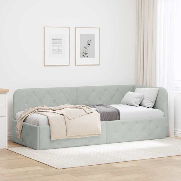 vidaXL Rohový rám postele Svetlosivá 80 x 200 cm Zamat