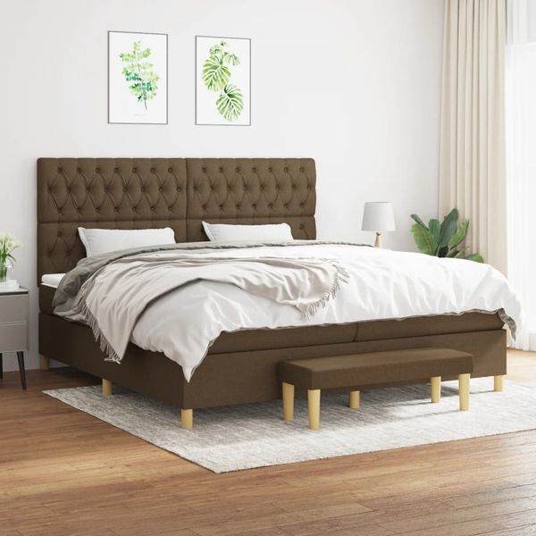 vidaXL Boxspring posteľ s matracom tmavohnedá 200x200 cm látka