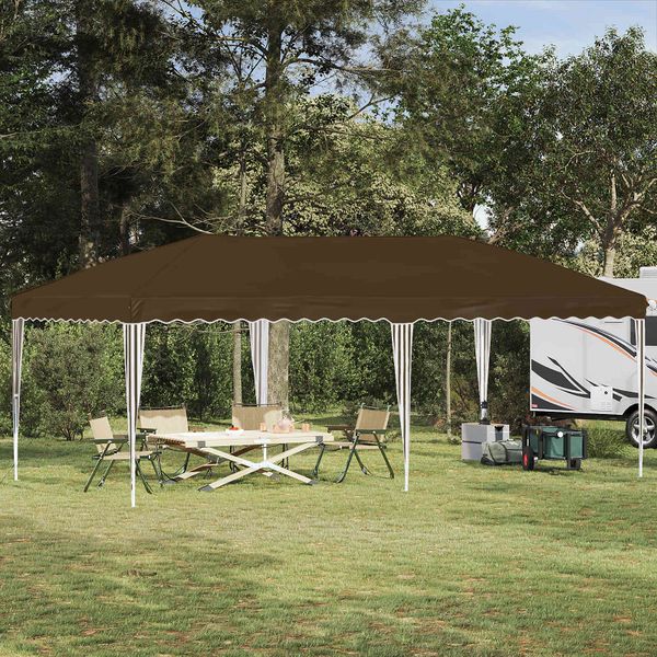 vidaXL Prístrešok na párty 575 x 290 x 245 cm Sivohnedá