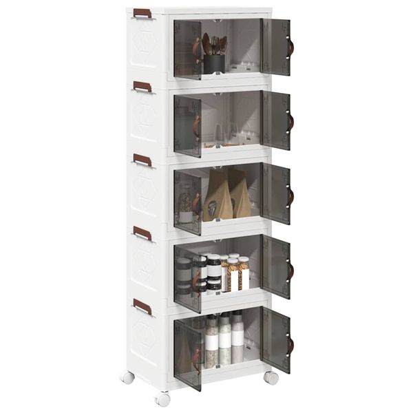 vidaXL stohovateľný úložný box kolesami 5vrstvový 28L 48,5x29,5x139 cm