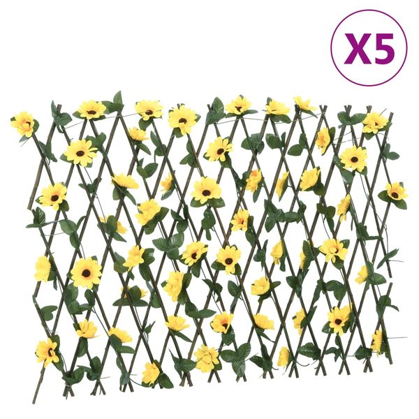 vidaXL Rozťahovacia mriežka s umelým brečtanom 5 ks žltá 180x60 cm