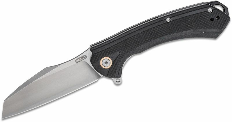 CJRB J1909-BKF Barranca vreckový nôž 9,4 cm, čierna, Stonewash, G10, spona