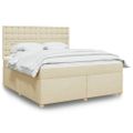 vidaXL Posteľný rám boxspring s matracom krémový 180x200 cm látka