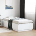 vidaXL Posteľný rám s LED svetlami biely 90x200 cm kompozitné drevo
