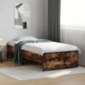 vidaXL Posteľný rám dymový dub 90x190 cm kompozitné drevo a kov
