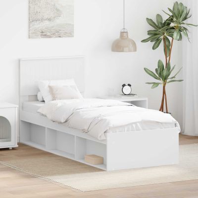 vidaXL Rám postele Biela 75 x 190 cm Masívne borovicové drevo
