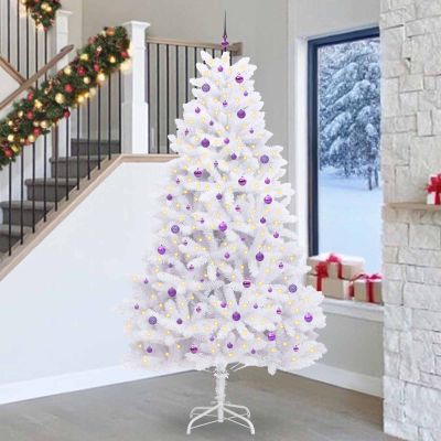 vidaXL Umelý Sklápací Vianočný Stromček Biela 270 cm PVC a oceľ