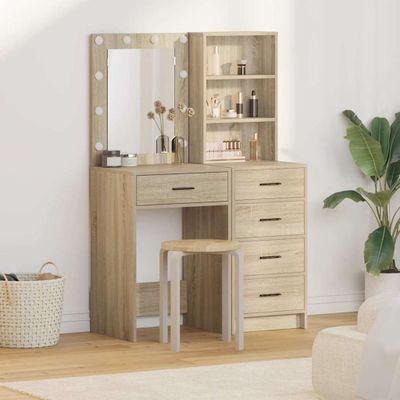 vidaXL Toaletný stolík 2 pcs Hnedá 50 x 41 x 135 cm Kompozitné drevo