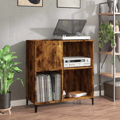vidaXL Skrinka na platne dymový dub 84,5x38x48 cm kompozitné drevo