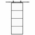 vidaXL Posuvné dvere s kovaním čierne 76x205 cm ESG sklo