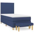 vidaXL Posteľný rám boxspring s matracom modrý 90x190 cm látka