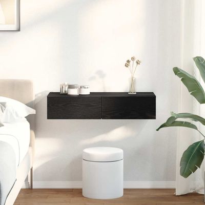 vidaXL Nástenná polica so zásuvkami čierna 80x33x17cm kompozitné drevo